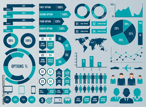 Fotografía Mega Set Infographic Elements Vector Design