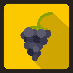 Bunch of grapes icon in flat style with long shadow. Fruits symbol vector illustration