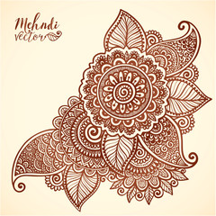 Wall Mural - Vector floral element in mehndi henna tattoo style