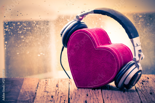Headphones With Red Heart Love Music Vintage Retro Buy This Stock Photo And Explore Similar Images At Adobe Stock Adobe Stock