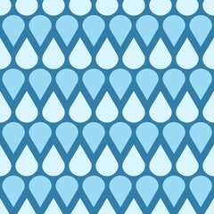 Poster - blue vector falling water drops seamless pattern