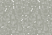 Funny Dogs Collection, Seamless Pattern For Your Design