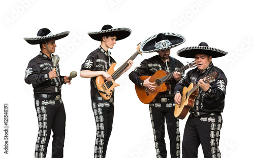 Dekoracja na wymiar  meksykanski-latynoamerykanski-hiszpanski-muzycy-na-ulicach-bialy-na-bialym-tle
