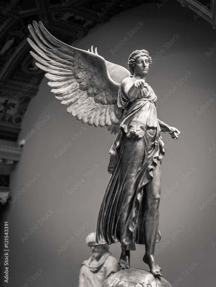 Roman classical statue of Victory woman with wings - obrazy, fototapety, plakaty 