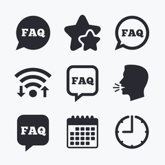 Poster - faq information signs. help speech bubbles.