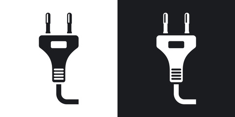 Wall Mural - Vector power plug icon. Two-tone version on black and white background