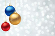 Multicolored Christmas Balls on Silver flare Background