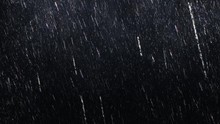 Falling Raindrops Footage Animation In Realtime On Dark Black Background With Fog, Lightened From Top, Seamlessly Looped Rain Animation, Perfect For Film, Digital Composition, Projection Mapping