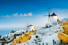 View Of Oia The Most Beautiful Village Of Santorini Island In Greece.