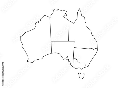 Fotografía Blind map of Australia divided into states and territories