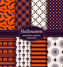 Halloween Seamless Patterns. Vector Set.