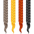 Set of four braids isolated on white. Vector illustration of hum