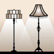 Silhouettes of vintage floor lamps. Vector illustration.
