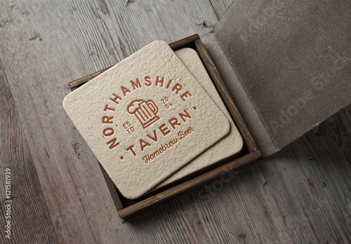 Download Cardboard Coasters Mockup Stock Template Adobe Stock