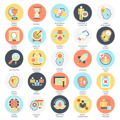 Flat icons pack of various mental features