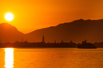 Wall Mural - Tropical sunrise in Croatia, Trogir