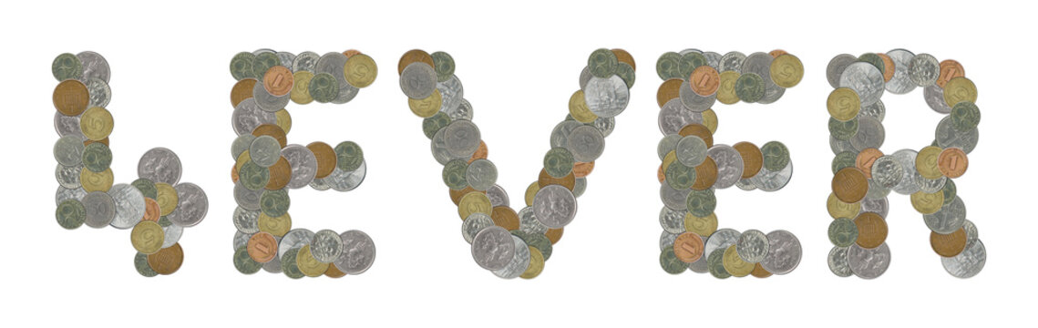 Forever word with old coins
