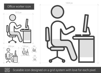Poster - office worker line icon.