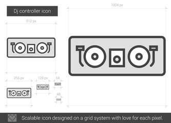 Poster - Dj controller line icon.