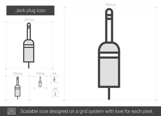 Poster - Jack plug line icon.