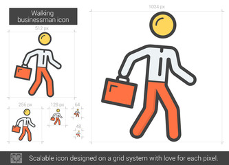 Canvas Print - Walking businessman line icon.