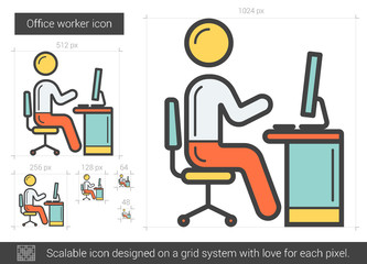 Poster - office worker line icon.