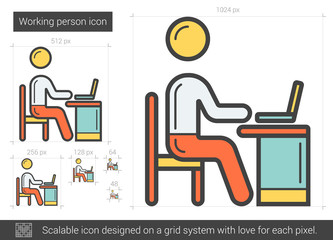 Poster - working person line icon.