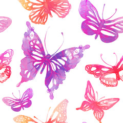 Amazing background with butterflies and flowers. seamless patter