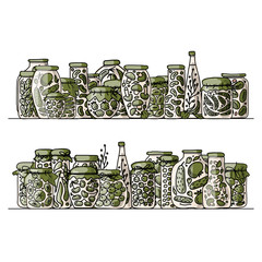 Sticker - Set of pickle jars with fruits and vegetables