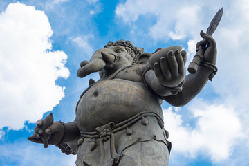 Bottom view of large statue of Lord Ganesha a Hindu deity.