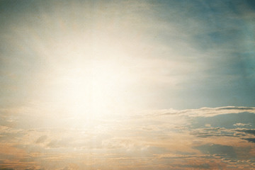 Wall Mural - antique and vintage style photo art work with landscape of sun sky