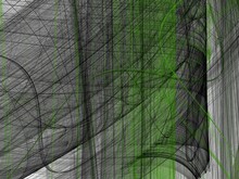Green Black Abstract Fractal With Curved Lines