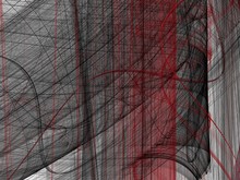 Red Black Abstract Fractal With Curved Lines