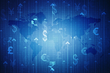 Poster - 2d render Dollar rises arrow

