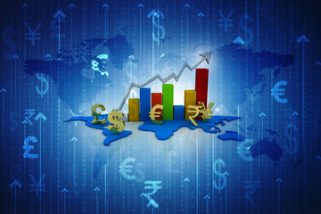 Poster - 3d rendering Stock market online business concept. business Graph
