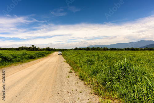 日本の草原の中の一本道 Stock Photo Adobe Stock