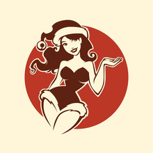Pinup Marry Christmas And Happy New Year Girl Image