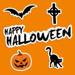 Canvas Print - Set of stickers for the holiday Halloween. A variety of labels. Happy Halloween.