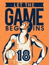 Poster, Banner With Basketball Player For Sports.