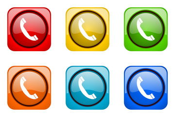 Poster - Modern web design colorful glossy phone vector icons 