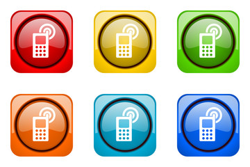 Poster - Modern web design colorful glossy phone vector icons 