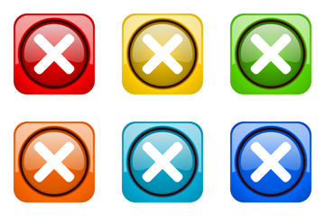 Poster - Modern web design colorful glossy cancel vector icons 