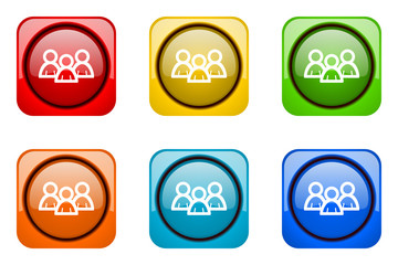 Poster - Modern web design colorful glossy people vector icons 