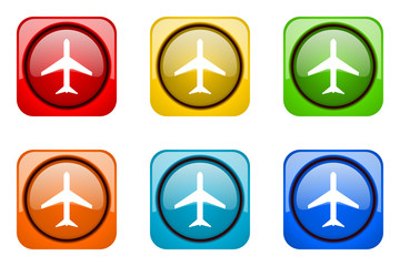 Poster - Modern web design colorful glossy plane vector icons 