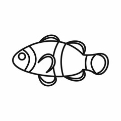 Sticker - Cute clown fish icon in outline style isolated vector illustration