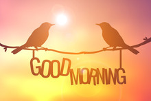 Silhouette Bird And Good Morning Word