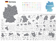 vector Germany federal states map with administrative districts and subdivisions