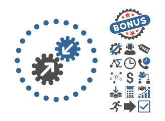 Integration pictograph with bonus clip art. Vector illustration style is flat iconic bicolor symbols, cobalt and gray colors, white background.