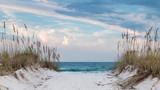 Fototapeta Perspektywa 3d - White sandy beach path to the ocean.