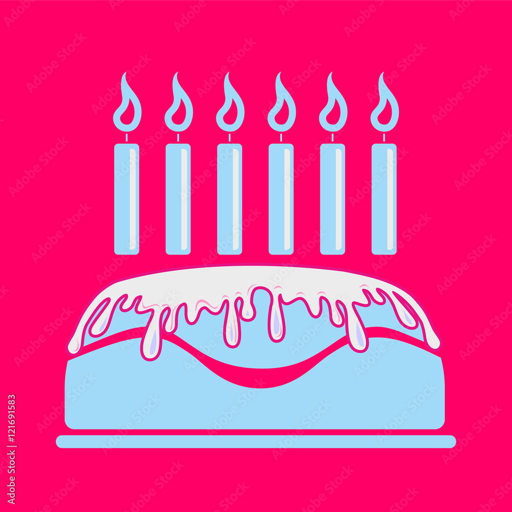 Birthday card with cake, tort urodzinowy - obrazy, fototapety, plakaty 